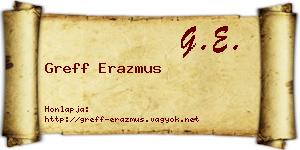 Greff Erazmus névjegykártya